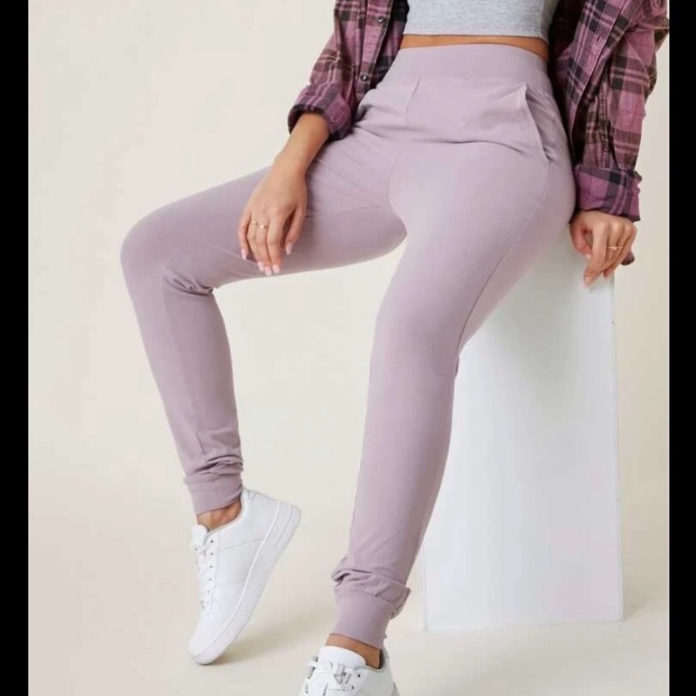 SHEIN Basics Lilac Purple Wide Waistband Slant Pocket Jogger Pants Womens Size L